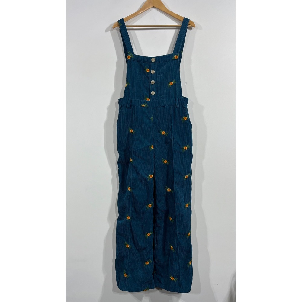 Cider 90s Fairy Grunge Corduroy Sunflower Embroidered Overalls Wide Leg Large